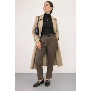 Pendleton Wool Dress Pants Women’s 14 28x32 Brown Herringbone Lined Pleated